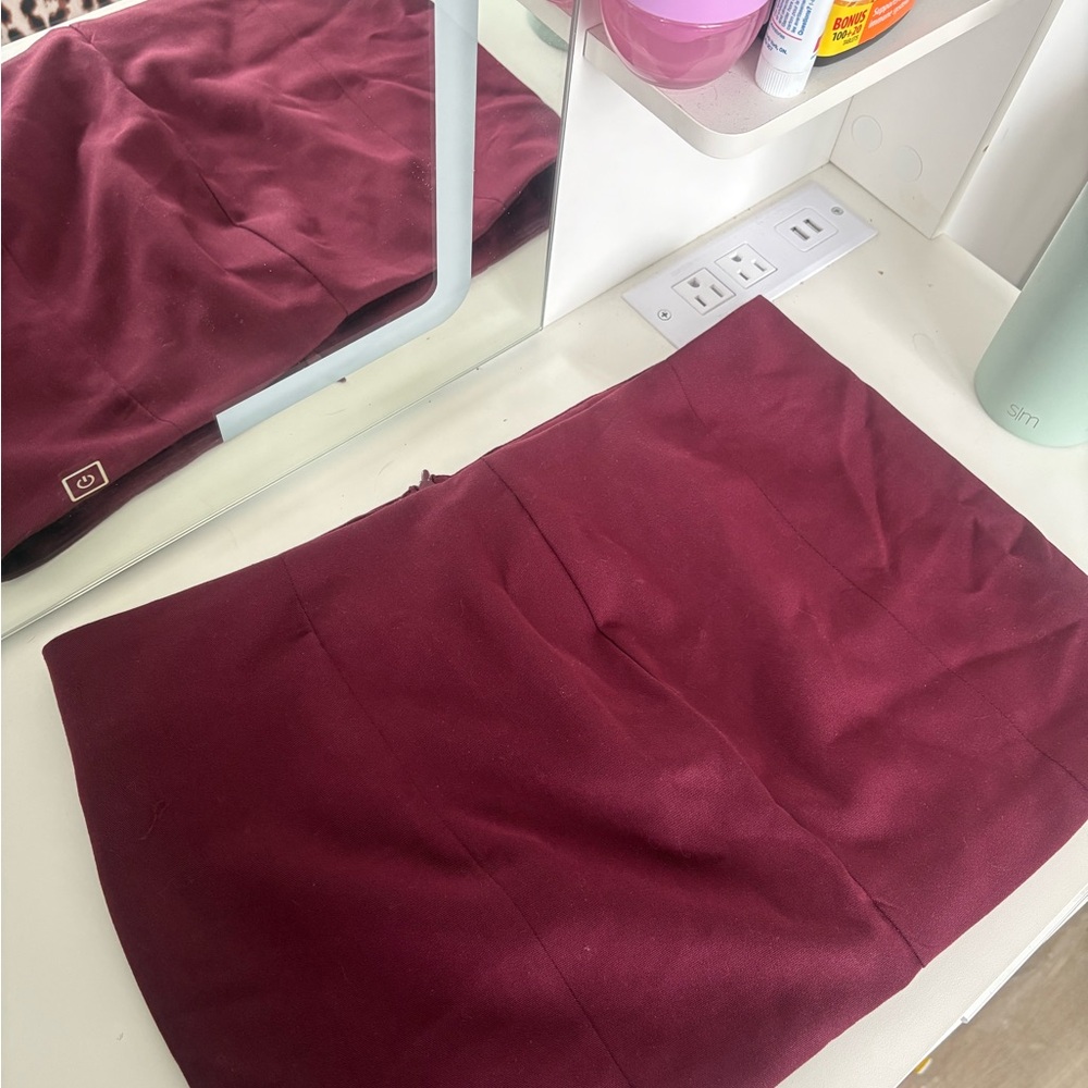 Missguided Burgundy Straight Mini Skirt